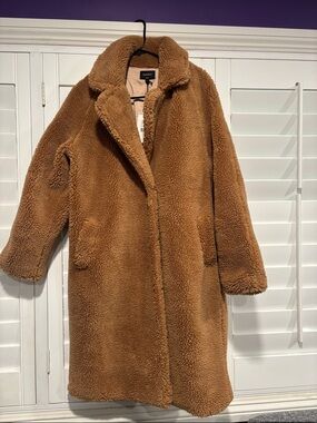 Bardot Camel Teddy Faux-Sherpa Coat
